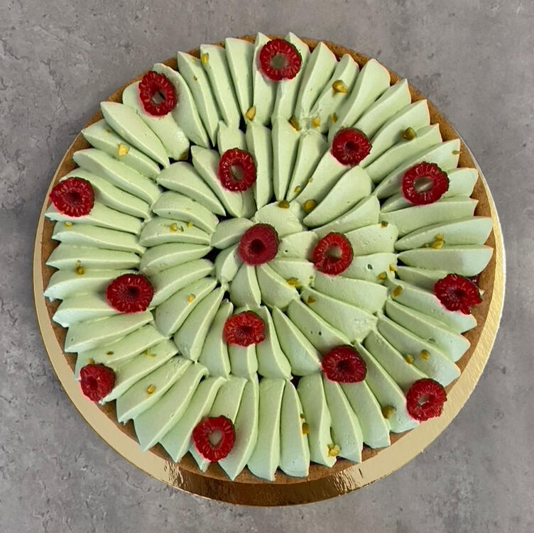 Tarte pistache-framboise (8 parts)